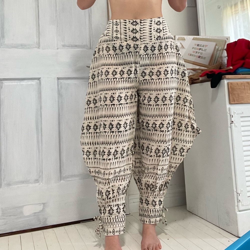 tribal pattern hippie wide leg pants